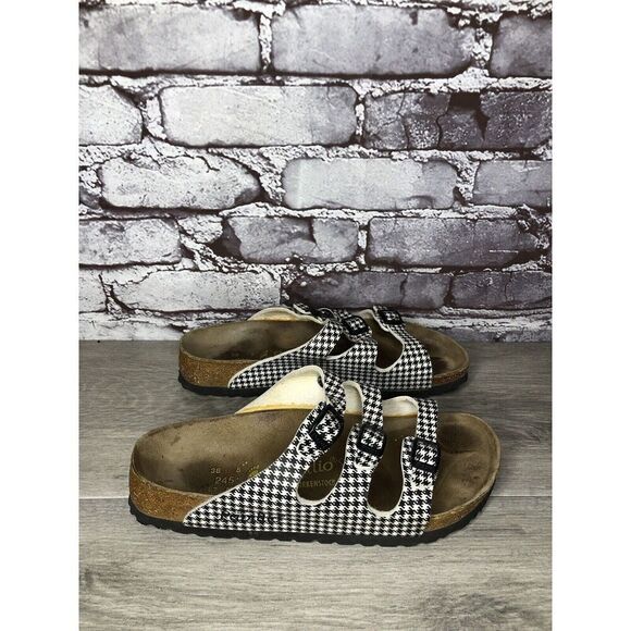 BIRKENSTOCK PAPILLIO Black White Leather Footbed Sandals Women’s Sz 38EU/7.5M US - Picture 12 of 16